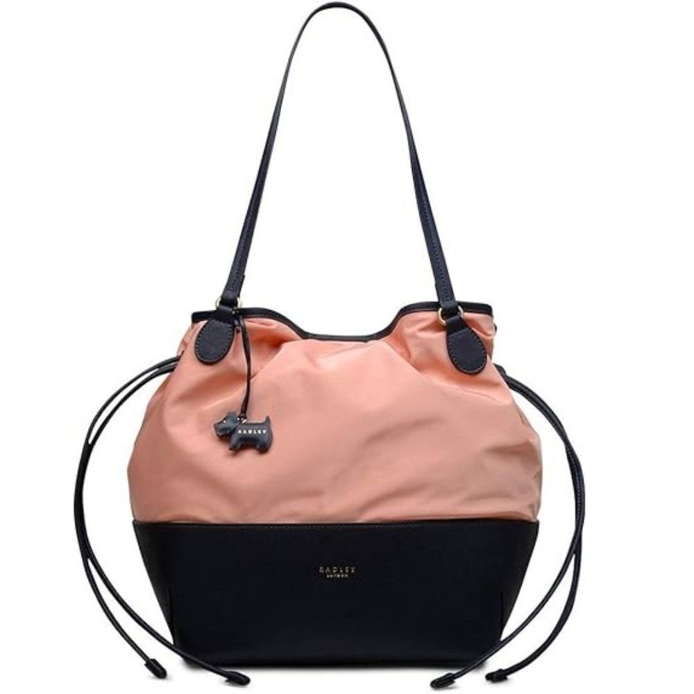 Radley London Dane Park Pink Navy Nylon Saffino Trim Tote Shoulder Bag
